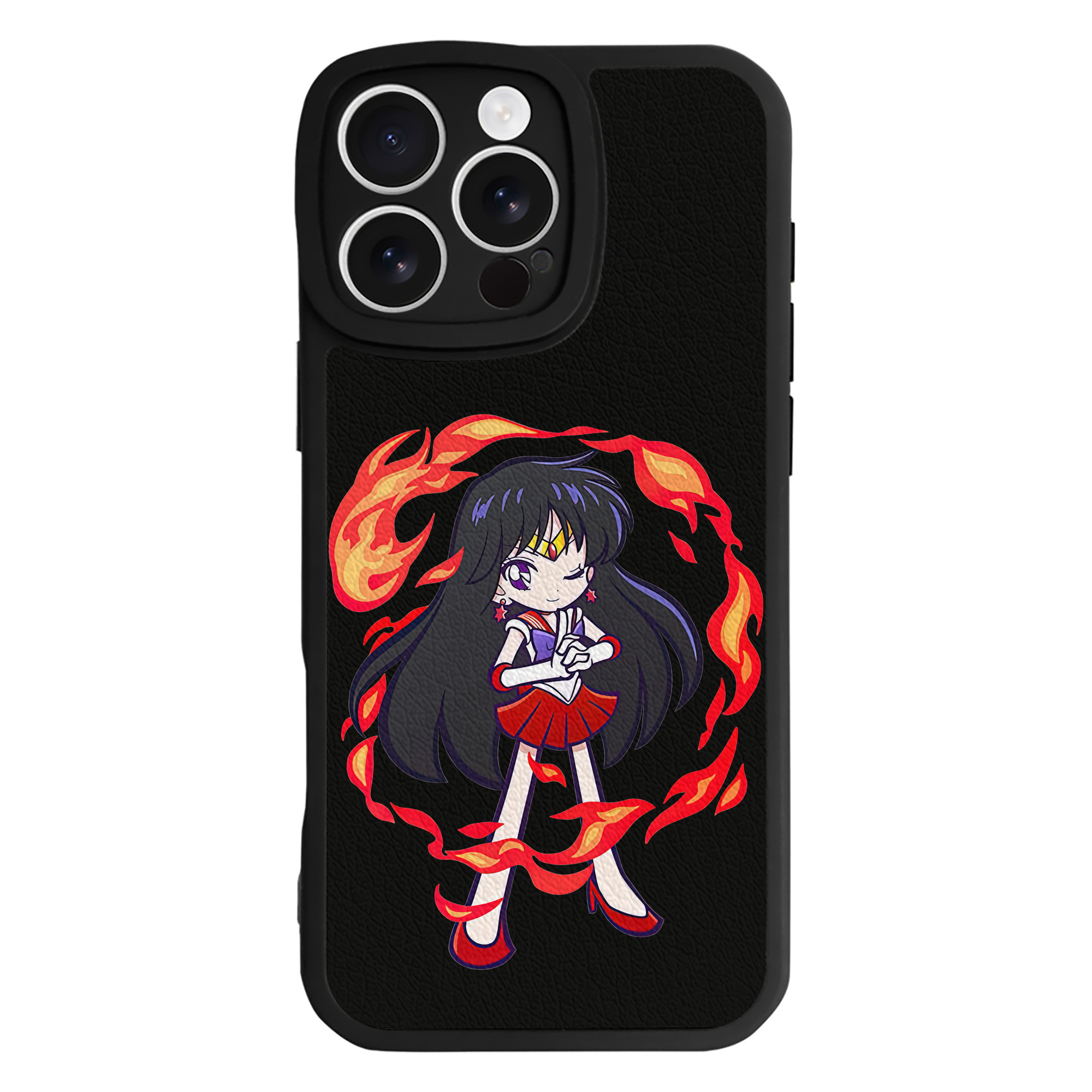 （画像用） 美少女戦士セーラームーン 火野レイ ひの レイ Sailor Moon Hino Rei （セーラーマーズ,Sailor Mars） 【iPhone 16シリーズ対応】シリコンスマホケース（レザー調） 材質：シリコン